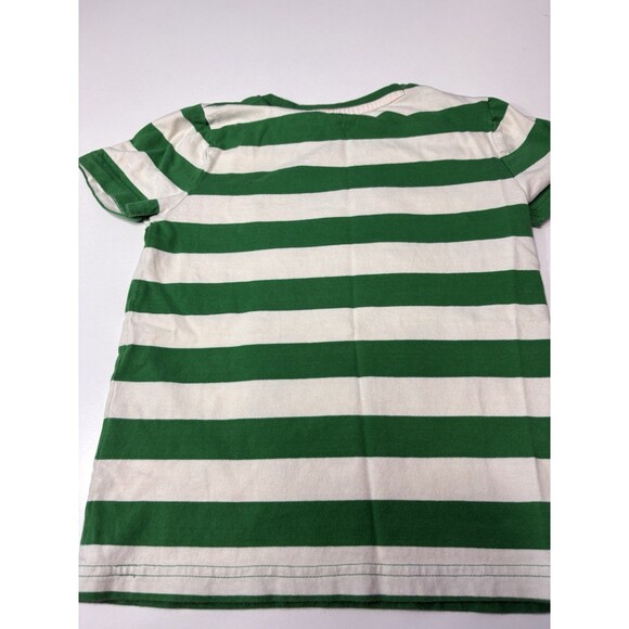 Mini Boden Green White Striped Bobcat Appliqué Top Shirt Boy 5-6 years Casual - Picture 3 of 4